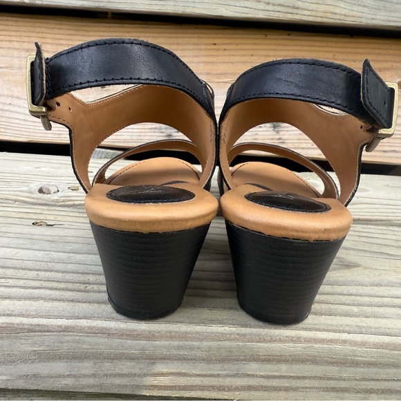 Boc Born Leather Sandals Black Double Strap Block Heel Buckle Open Toe Size 10 - Picture 8 of 15